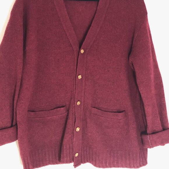Islesboro Knit Wear Vintage Wool Knit Sweater Mens Size Medium Burgundy Red - Picture 2 of 8